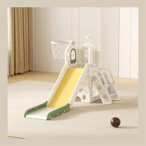 Kids House Slide with Basketball Hoop and Telescope