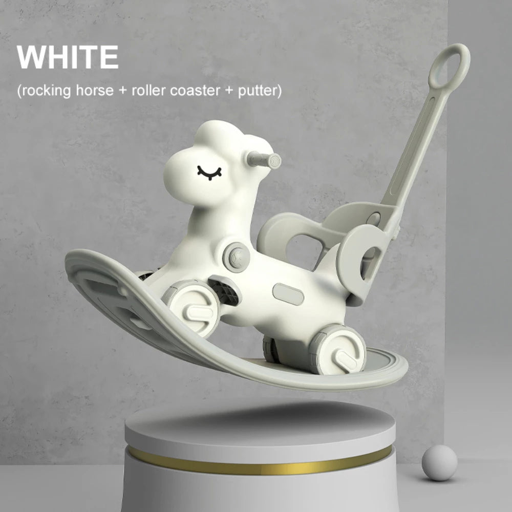 Kids Rocking Horse 3 in 1 - Toddler Baby Horses Ride On White available at KiwiBargain in New Zealand. Buy it today from kiwibargain.co.nz