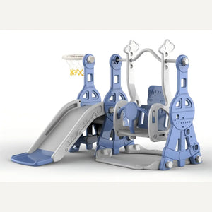Kids Slide and Swing Playset with Basketball Hoop