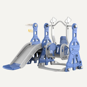 Kids Slide and Swing Playset with Basketball Hoop