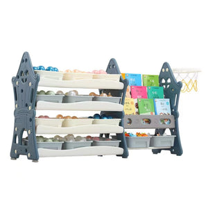 Kids Toy Storage Rack with Bookshelf