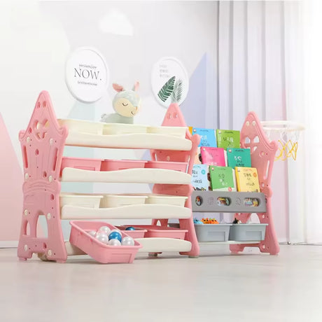 Kids Toy Storage Rack with Bookshelf