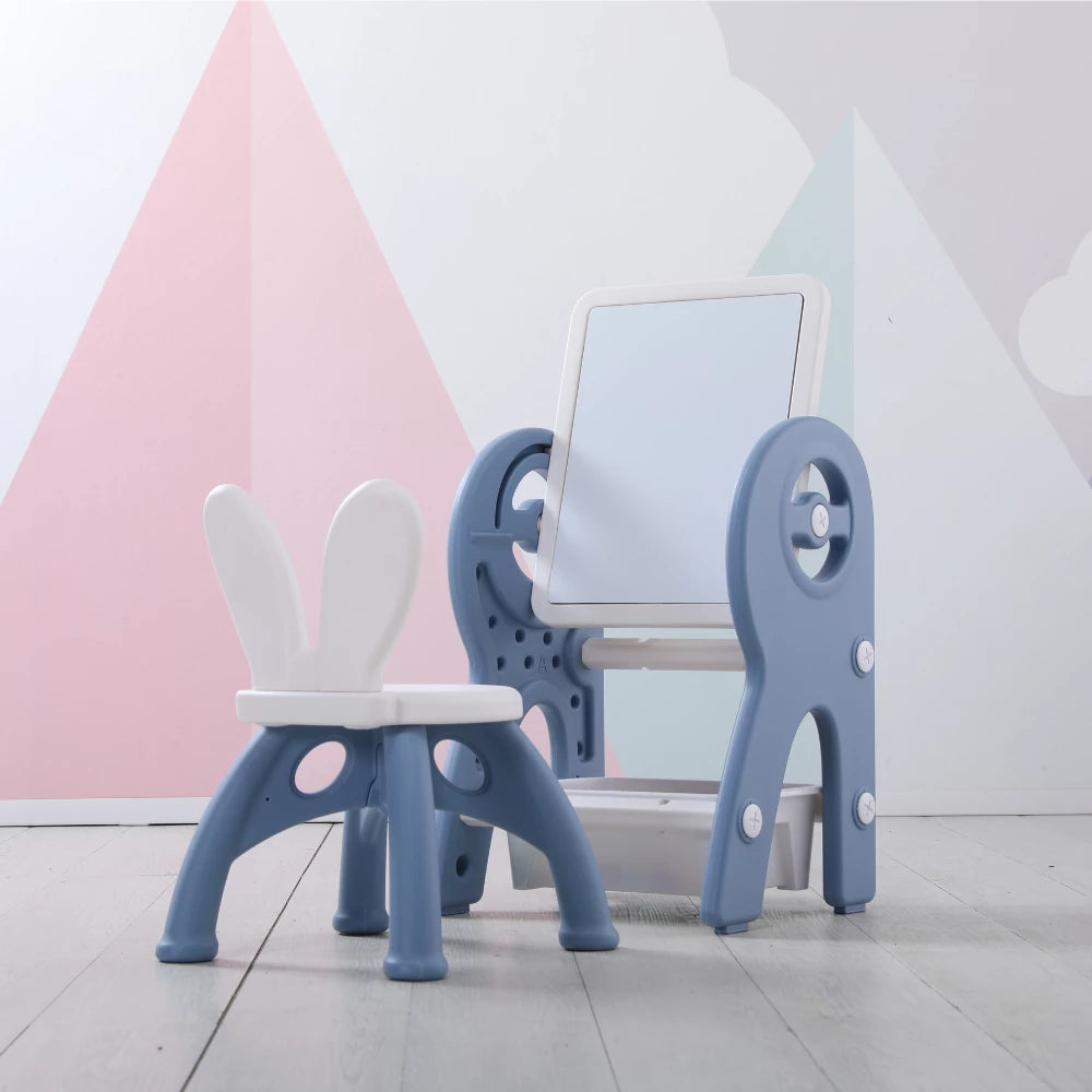 Kids Whiteboard and Lego Block Table with Chair