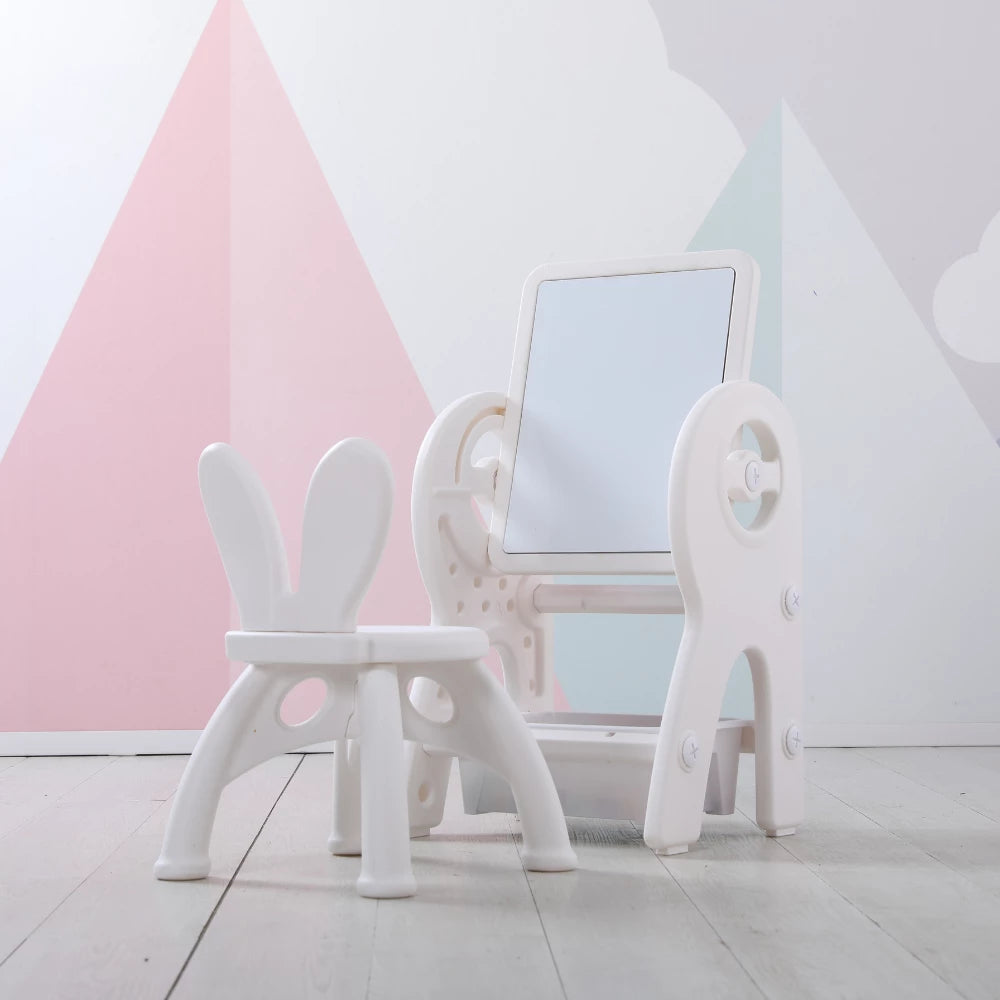 Kids Whiteboard and Lego Block Table with Chair