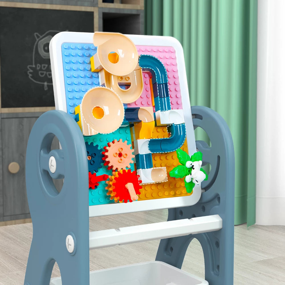 Kids Whiteboard and Lego Block Table with Chair