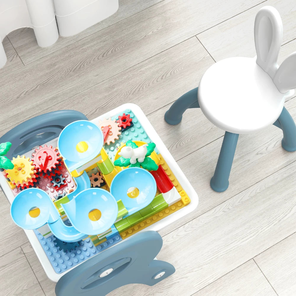 Kids Whiteboard and Lego Block Table with Chair