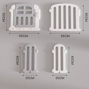Modular Baby Playpen with Safety Gate & Lock, Grey & White