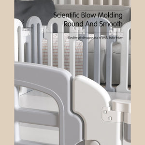 Modular Baby Playpen with Safety Gate & Lock, Grey & White