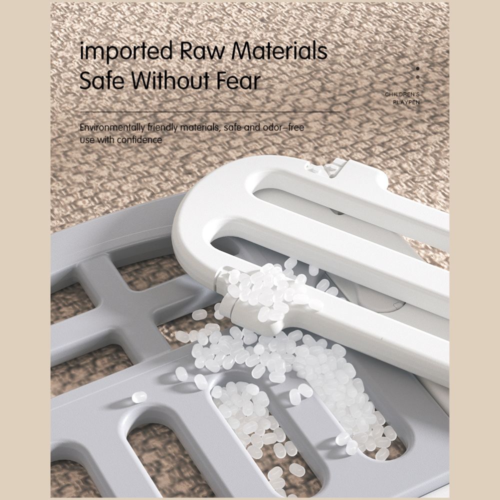 Modular Baby Playpen with Safety Gate & Lock, Grey & White