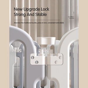 Modular Baby Playpen with Safety Gate & Lock, Grey & White