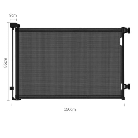 Retractable Safety Gate Fence For Pets And Kids  - Black