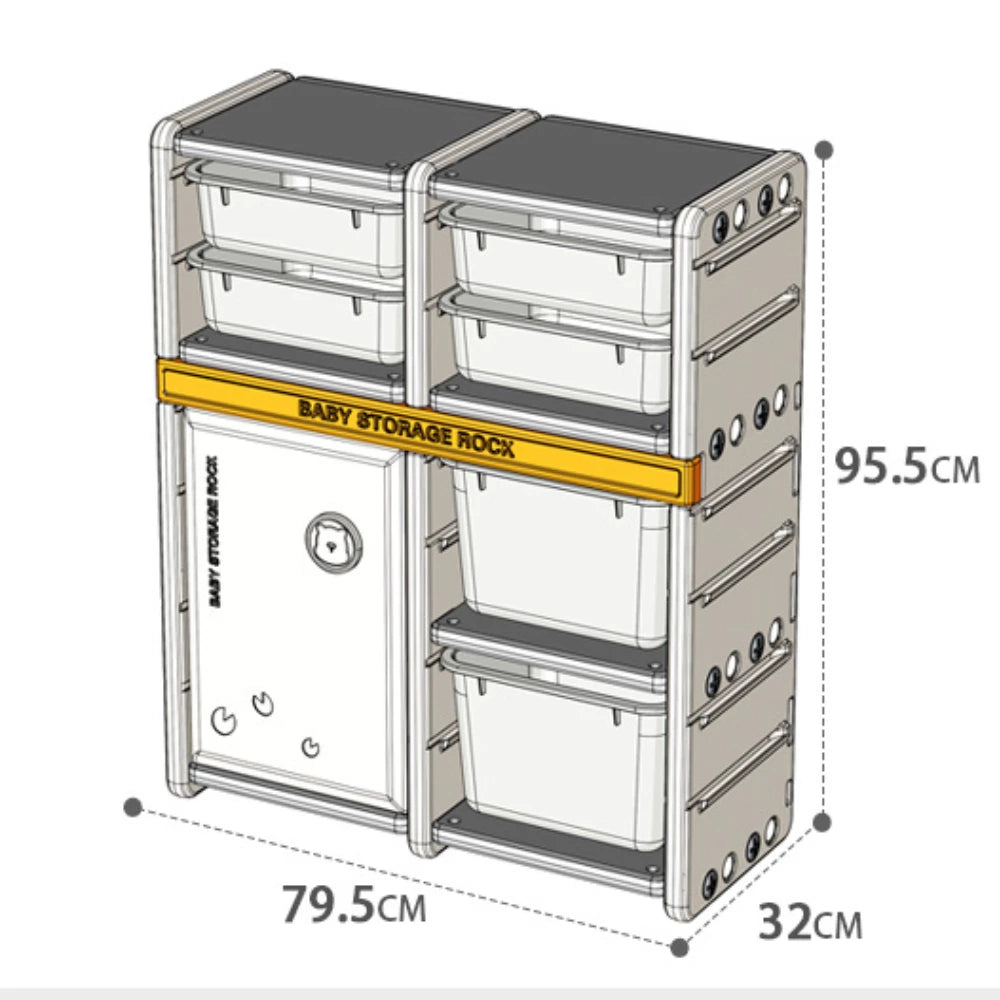 Toy Storage Rack with 6 Drawers and 1 Cabinet