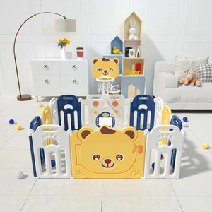 Bear-themed Baby Playpen with Basketball Hoop - 12pcs - KiwiBargain