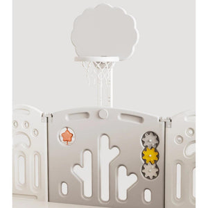 Baby Bear Theme Playpen with 3D Design and Basketball Hoop 16+2 - KiwiBargain