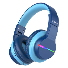 iClever BTH12 Kids Bluetooth Headphones Blue LED