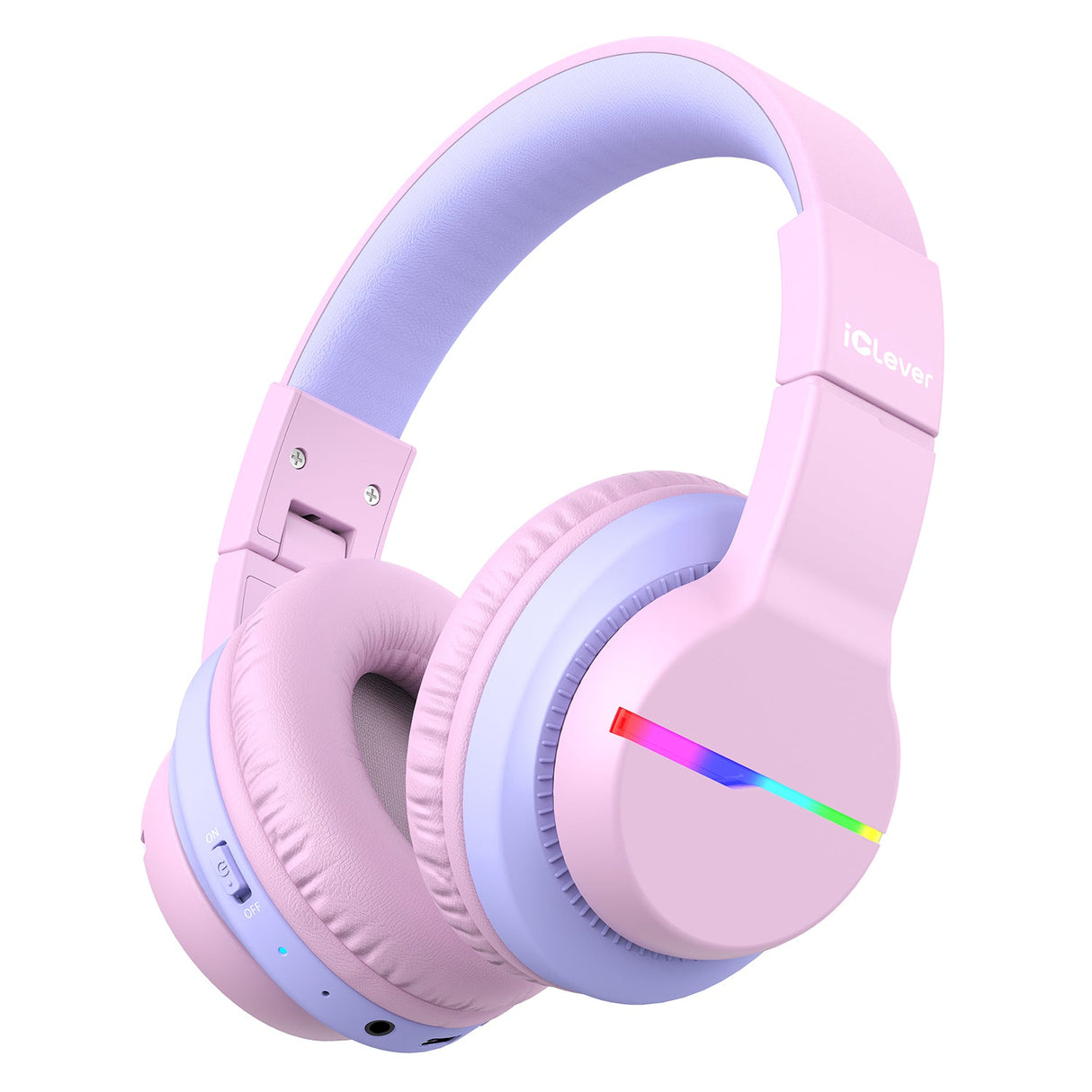 iClever BTH12 Kids Bluetooth Headphones Pink LED