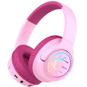 iClever BTH18 Kids Bluetooth Headphones Pink LED