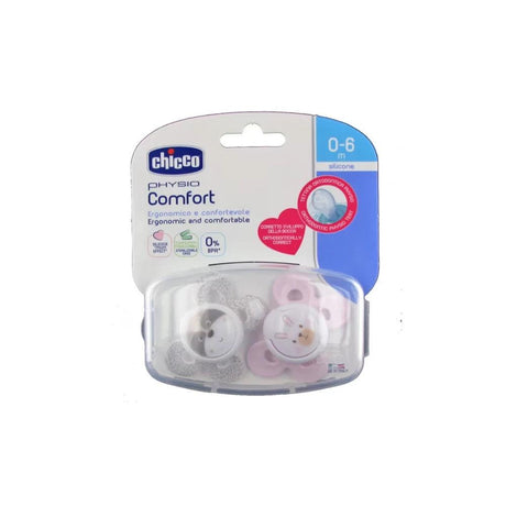 Chicco Silicone Soother: Physio Comfort 0-6m 2pk - KiwiBargain