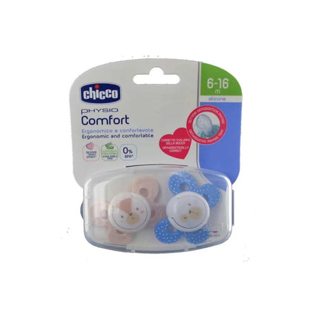 Chicco Silicone Soother: Physio Comfort 6-16m 2pk - KiwiBargain