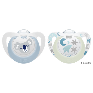 NUK Star Day & Night Silicone Soother - 2Pk - 0-36 Months - KiwiBargain