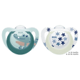 NUK Star Day & Night Silicone Soother - 2Pk - 0-36 Months - KiwiBargain
