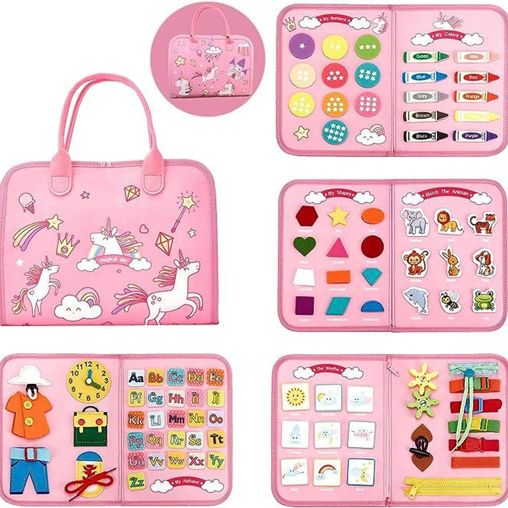 Pink Unicorn Travel Busy Board – Life Skills Activity Book – image 3 of 11
