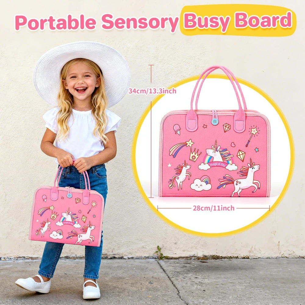 Pink Unicorn Travel Busy Board – Life Skills Activity Book – image 5 of 11