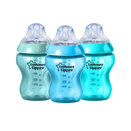 Tommee Tippee Close to Nature Feeding Bottles 260ml- 3pack (Boy) - KiwiBargain