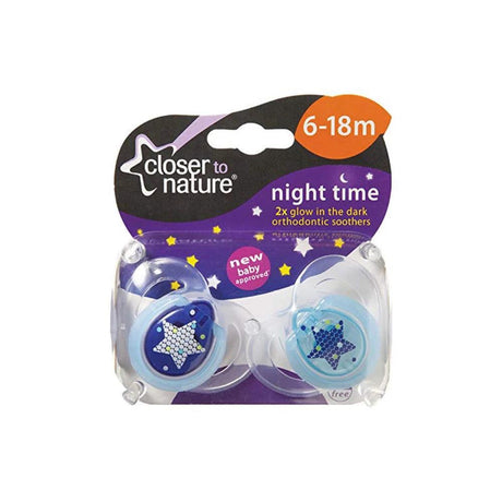 Tommee Tippee Closer To Nature Night Time Soothers- 2pack - KiwiBargain