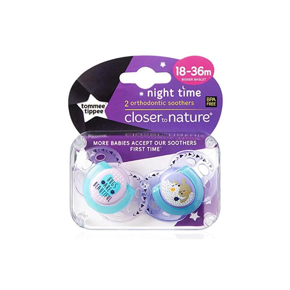 Tommee Tippee Closer To Nature Night Time Soothers- 2pack - KiwiBargain